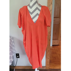 Vince 100% Silk Beach Cover / Dress Up Small Orange